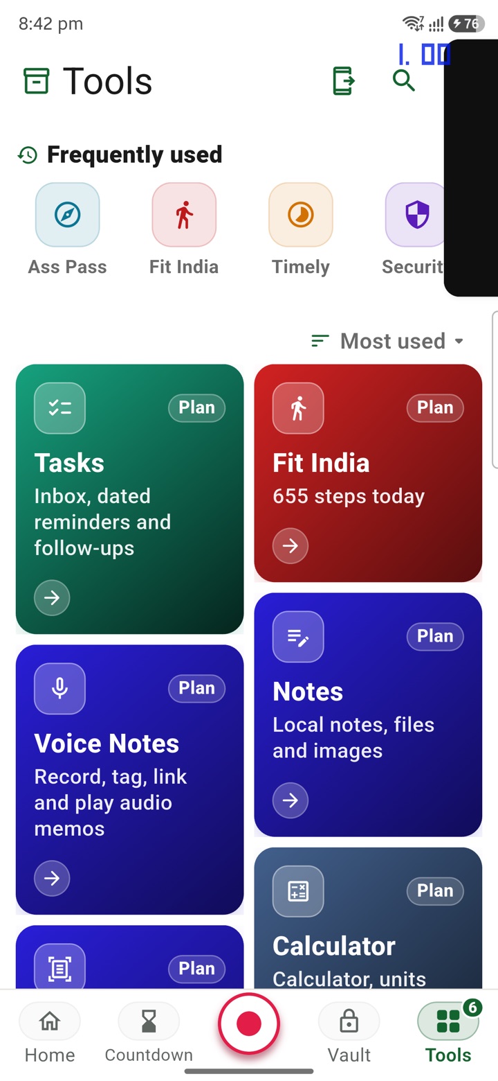 KaryaYogi Tools tab with colourful tool cards